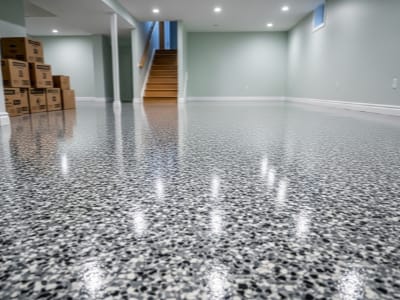 Basement decorative flake epoxy Camden NJ