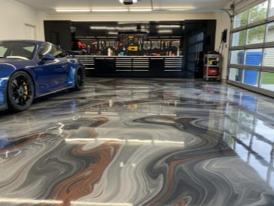 Metallic epoxy garage floor Camden NJ portfolio